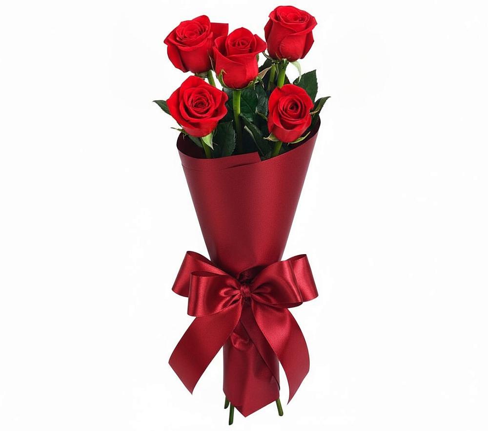 Букет 5 Красных роз Эдлесс Лав в Шали