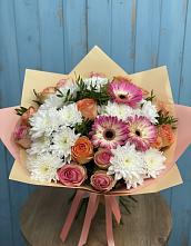 Букет цветов из:  Розы, Герберы и Хризантемы #REPLACE_PRED# Шали