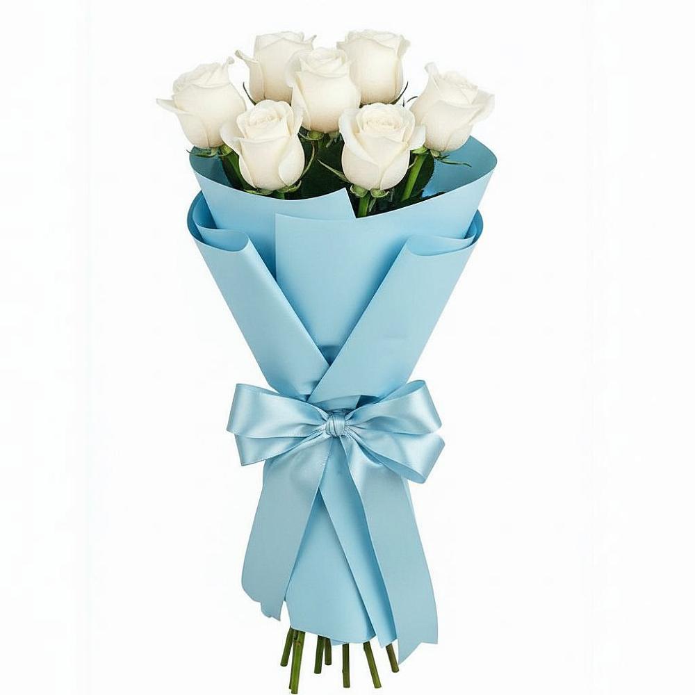 Букет 7 белых роз Проуд в Шали