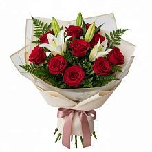 Букет цветов из:  Лилии и Розы в Шали