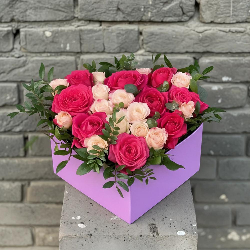 Цветочная композиция из Розы в коробке в Шали