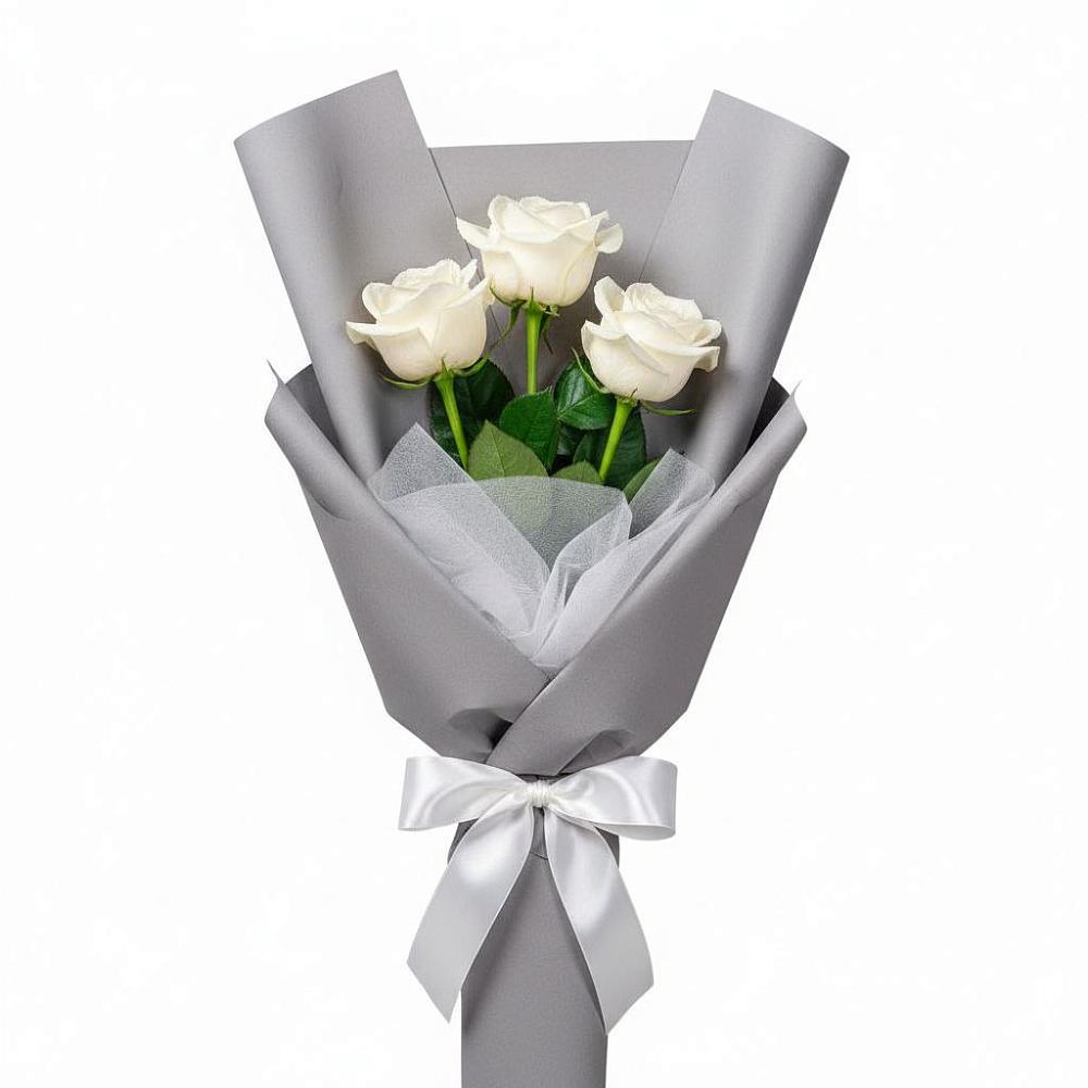 Букет 3 белые розы в Шали