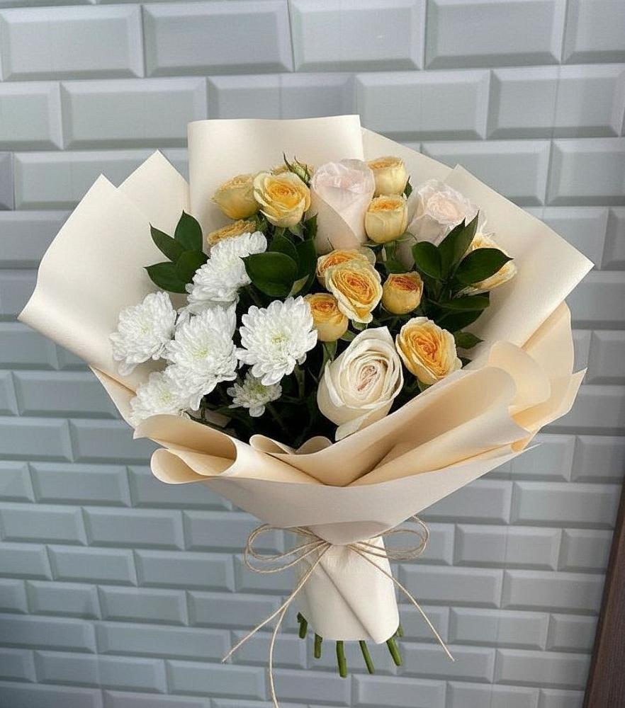 Букет цветов из: Розы и Хризантемы в Шали