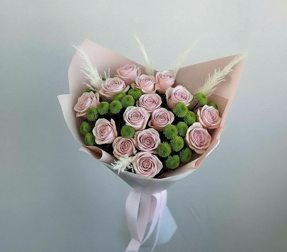 Букет цветов из: Розы и Хризантемы в Шали