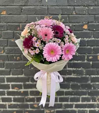 Букет цветов из:  Герберы и Хризантемы в Шали