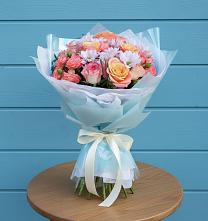 Букет цветов из:  Хризантемы и Розы в Шали