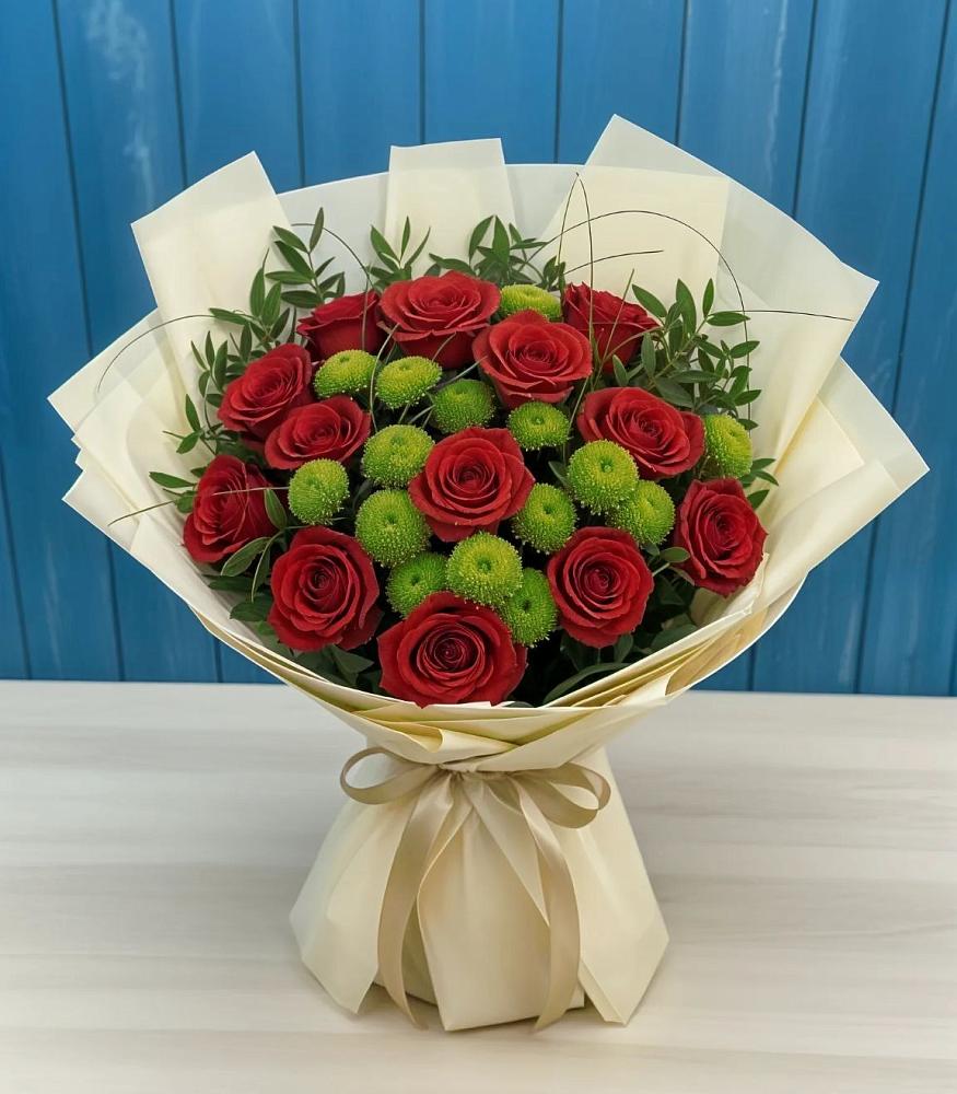 Букет цветов из: Розы и Хризантемы в Шали