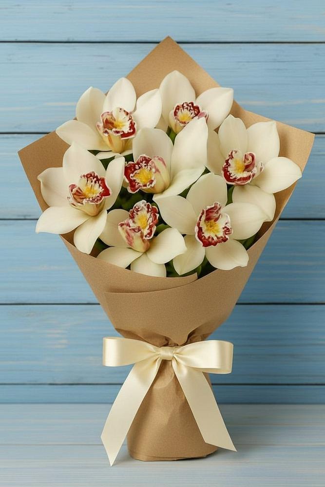 Букет цветов из: Орхидеи и Розы в Шали